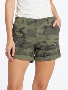 Sanctuary Camo Utility Shorts Size 28 Green Army Cargo Rolled Hem
